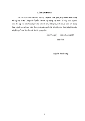 Luận văn thạc sĩ nghiên cứu giải pháp hoàn thiện công tác lập dự án tại công ty cổ phần tư vấn xây dựng đại việt