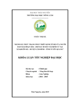 Luận văn thạc sĩ đánh giá thực trang phát triển kinh tế hộ của người dao giai đoạn 2012 2015 sau di dân tái định cư tại xã khuôn hà huyện lâm bình tỉnh tuyên quang