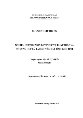 Luận văn thạc sĩ nghiên cứu xói mòn đất phục vụ khai thác và sử dụng hợp lý tài nguyên đất tỉnh kon tum