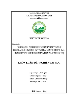 Luận văn thạc sĩ nghiên cứu tình hình mắc bệnh viêm tử cung trên đàn lợn nái sinh sản tại trại lợn ngô hồng gấm huyện lương sơn hòa bình và biện pháp phòng trị