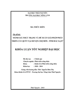 Luận văn thạc sĩ đánh giá thực trạng và đề xuất giải pháp phát triển cây quýt tại huyện chợ đồn tỉnh bắc kạn