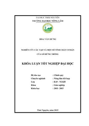 Luận văn thạc sĩ nghiên cứu cấu tạo và một số tính chất cơ bản của gỗ rừng trồng