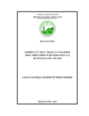 Luận văn thạc sĩ nghiên cứu thực trạng và giải pháp phát triển kinh tế hộ nông dân tại huyện gia lâm hà nội