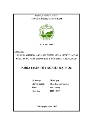Luận văn đánh giá hiệu quả của hệ thống xử lý nước thải tại công ty cổ phần thuốc thú y đức hạnh marphavet