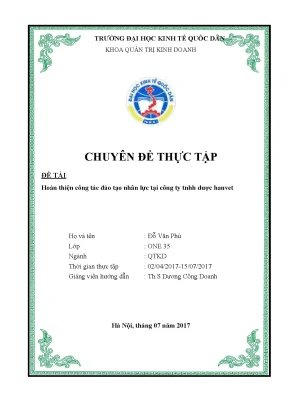 Luận văn tốt nghiệp hoàn thiện công tác đào tạo nhân lực tại công ty tnhh dược hanvet