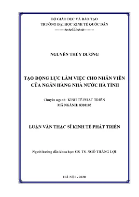 Luận văn tạo động lực làm việc cho nhân viên của ngân hàng nhà nước hà tĩnh
