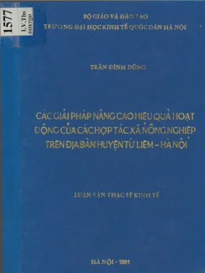 Luận văn các giải pháp nâng cao hiệu quả hoạt động của các hợp tác xã nông nghiệp trên địa bàn huyện từ liêm hà nội