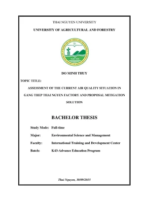 Luận văn thạc sĩ assessment of the current air quality situation in gang thep thai nguyen factory and proposal mitigation solution
