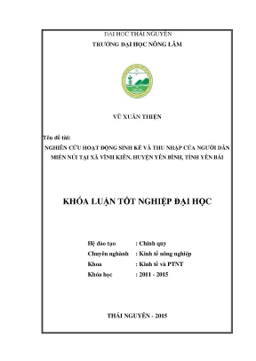 Luận văn thạc sĩ nghiên cứu hoạt động sinh kế và thu nhập của người dân miền núi tại xã vĩnh kiên huyện yên bình tỉnh yên bái