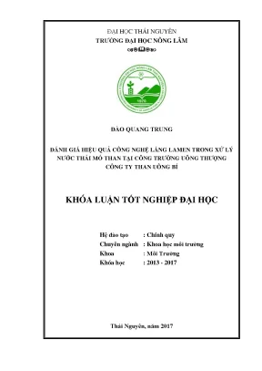 Luận văn đánh giá hiệu quả công nghệ lắng lamen trong xử lý nước thải mỏ than tại công trường uông thượng công ty than uông bí