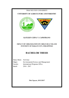 Luận văn impact of urbanization on urban heat island intensity of makati city philippines