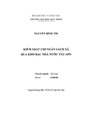 Luận văn thạc sĩ kiểm soát chi ngân sách xã qua kho bạc nhà nước tây sơn