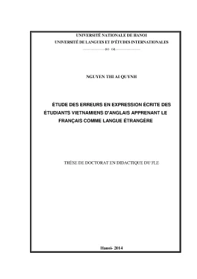 Luận văn thạc sĩ étude des erreurs en expression ecrite des étudiants vietnamiens danglais le francais comme langue etrangère