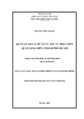 Luận văn thạc sĩ quản lý nhà nước về cư trú từ thực tiễn quận long biên thành phố hà nội
