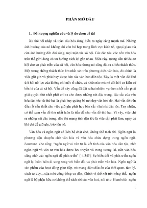 Luận văn thạc sĩ khảo sát nét đặc trưng của văn hóa dân tộc trong ngôn ngữ