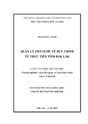 Luận văn thạc sĩ quản lý nhà nước về bưu chính từ thực tiễn tỉnh đắk lắk