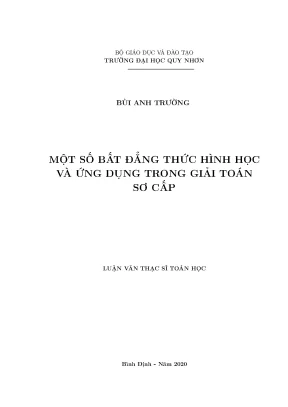 Luận văn thạc sĩ một số bất đẳng thức hình học và ứng dụng trong giải toán sơ cấp