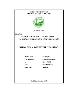 Luận văn nghiên cứu kỹ thuật trồng nấm dai tại trường đại học nông lâm thái nguyên