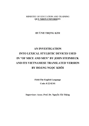 Luận văn thạc sĩ lexiacl and syntactical stylistic devices in the novel of mice and men by john steinbeck and its vietnamese version translated by hoang ngoc khoi