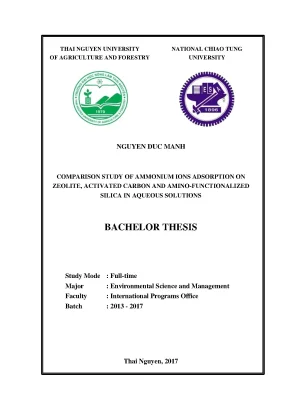Luận văn comparison study of ammonium ions adsorption on zeolite activated carbon and amino functionalized silica in aqueous solutions