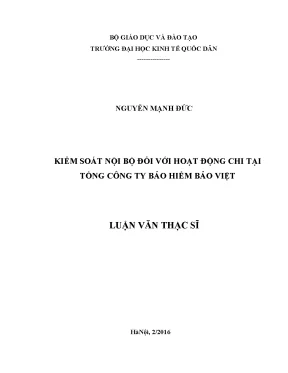 Luận văn thạc sĩ kiểm soát nội bộ đối với hoạt động chi tại tổng công ty bảo hiểm bảo việt