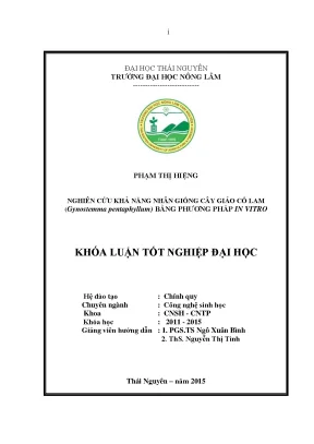 Luận văn thạc sĩ nghiên cứu khả năng nhân giống cây giảo cổ lam gynostemma pentaphyllum bằng phương pháp in vitro
