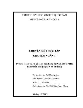 Luận văn tốt nghiệp hoàn thiện kế toán bán hàng tại công ty tnhh phát triển công nghệ vân phương
