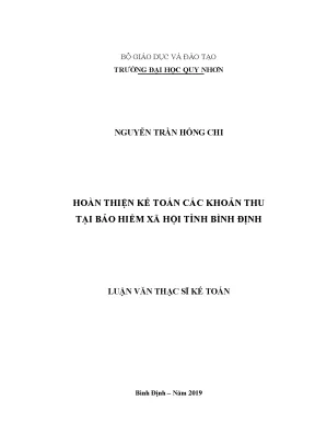 Luận văn thạc sĩ hoàn thiện kế toán các khoản thu tại bảo hiểm xã hội tỉnh bình định