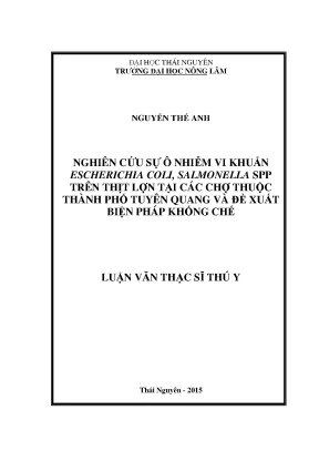 Luận văn thạc sĩ nghiên cứu sự ô nhiễm vi khuẩn escherichia coli salmonella spp trên thịt lợn tại các chợ thuộc thành phố tuyên quang và đề xuất biện pháp khống chế