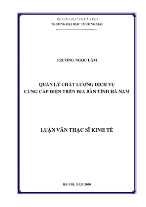 Luận văn thạc sĩ quản lý chất lượng dịch vụ cung cấp điện trên địa bàn tỉnh hà nam