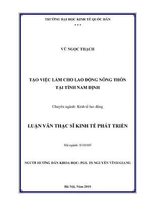 Luận văn tạo việc làm cho lao động nông thôn tại tỉnh nam đinh
