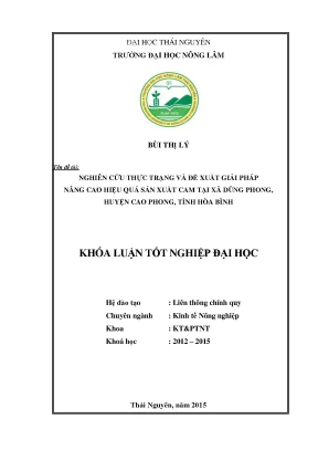 Luận văn thạc sĩ nghiên cứu thực trạng và đề xuất giải pháp nâng cao hiệu quả sản xuất cam tại xã dũng phong huyện cao phong tỉnh hòa bình