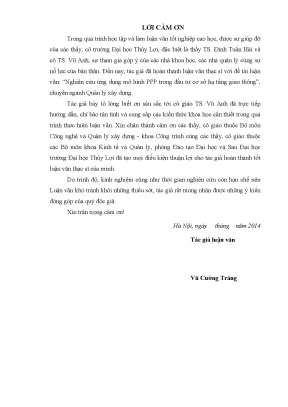 Luận văn thạc sĩ nghiên cứu ứng dụng mô hình công tư đối tác ppp trong đầu tư cơ sở hạ tầng giao thông tại việt nam