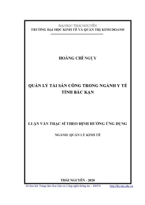 Luận văn thạc sĩ quản lý tài sản công trong ngành y tế tỉnh bắc kạn