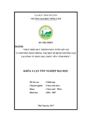 Luận văn thực hiện quy trình chăn nuôi lợn nái và phương pháp phòng trị một số bênh thường gặp ở lợn nái nuôi tại công ty phát đạt phúc yên vĩnh phúc