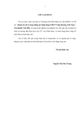 Luận văn thạc sĩ quản trị rủi ro hoạt động tại ngân hàng tmcp công thương việt nam chi nhánh vân đồn
