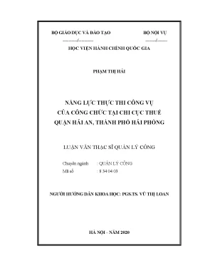 Luận văn thạc sĩ năng lực thực thi công vụ của công chức tại chi cục thuế quận hải an thành phố hải phòng