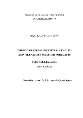Luận văn thạc sĩ hedging in representatives in english and vietnamese weather forecasts
