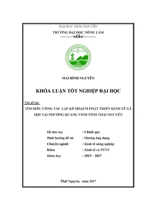 Luận văn tìm hiểu công tác lập kế hoạch phát triển kinh tế xã hội tại phường quang vinh tỉnh thái nguyên