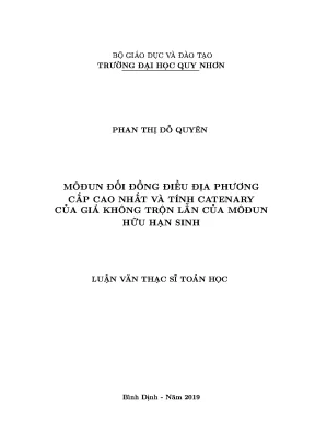 Luận văn thạc sĩ môđun đối đồng điều địa phương cấp cao nhất và tính catenary của giá không trộn lẫn của môđun hữu hạn sinh
