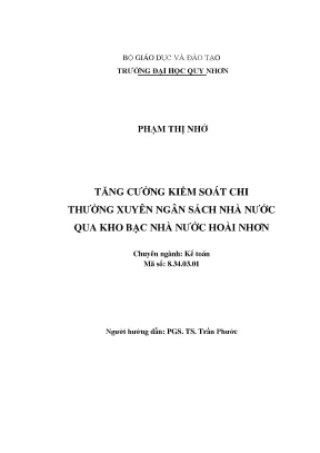 Luận văn thạc sĩ tăng cường kiểm soát chi thường xuyên qua kho bạc nhà nước hoài nhơn tỉnh bình định