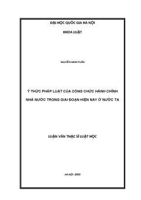 Luận văn thạc sĩ ý thức pháp luật của công chức hành chính nhà nước trong giai đoạn hiện nay ở nước ta