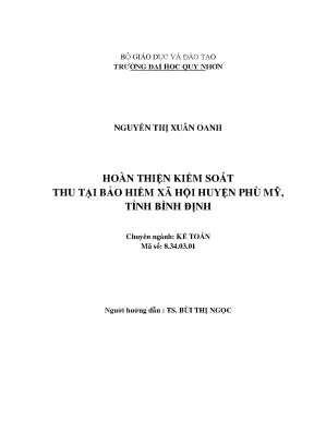 Luận văn thạc sĩ hoàn thiện kiểm soát thu tại bảo hiểm xã hội huyện phù mỹ tỉnh bình định