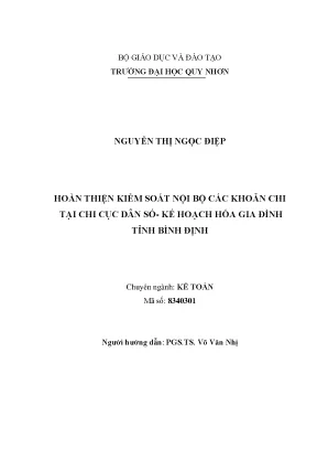 Luận văn thạc sĩ hoàn thiện kiểm soát nội bộ các khoản chi tại chi cục dân số kế hoạch hóa gia đình tỉnh bình định
