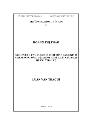 Luận văn thạc sĩ nghiên cứu ứng dụng mô hình toán đánh giá ô nhiễm nước sông nậm rốm và đề xuất giải pháp quản lý bảo vệ