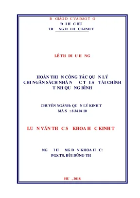Luận văn thạc sĩ quản lý chi ngân sách nhà nước tại sở tài chính tỉnh quảng bình