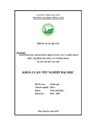 Luận văn thạc sĩ tình hình mắc bệnh phân trắng ở lợn con và biện pháp phòng trị bệnh tại công ty cp bình minh huyện mỹ đức hà nội