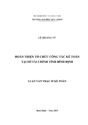 Luận văn thạc sĩ hoàn thiện tổ chức công tác kế toán tại sở tài chính tỉnh bình định