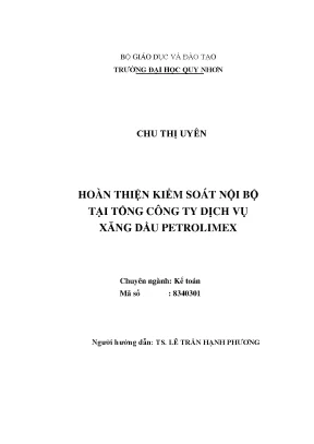 Luận văn thạc sĩ hoàn thiện kiểm soát nội bộ tại tổng công ty dịch vụ xăng dầu petrolimex