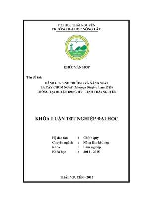 Luận văn thạc sĩ đánh giá sinh trưởng và năng suất lá cây chùm ngây moringa oleifera lam 1785 trồng tại huyện đồng hỷ tỉnh thái nguyên